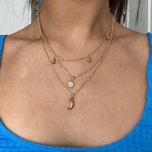 gold celestial layered necklace